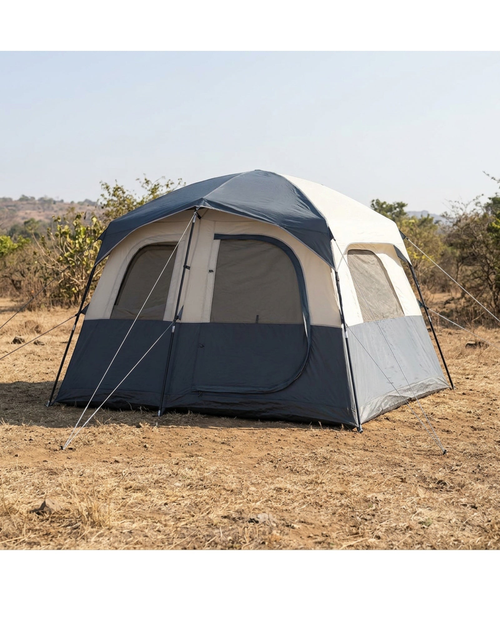 Wlid Four-Person Cabin Tent 240 x 220 cm Slate and Cream - Lifestyle view